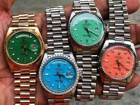 Rolex watches and colorful swatches